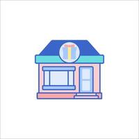 A small store with a window and a sign on it vector