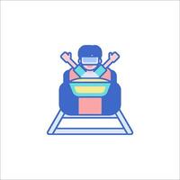A person riding a roller coaster in a colorful design vector