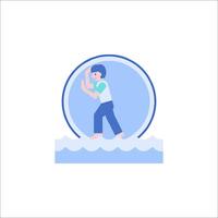 A man is standing on a surfboard in the water vector