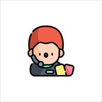 A cartoon character with a headset and a phone vector
