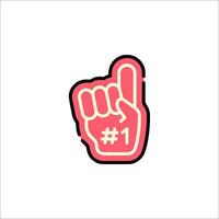 A neon sign with a hand up and the number one vector