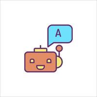 A robot with a speech bubble and a smiley face vector