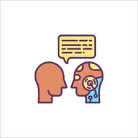 Two people talking with a speech bubble vector