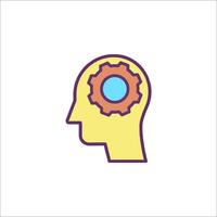A person's head with a gear in it vector