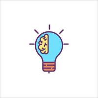 Light bulb with brain icon vector