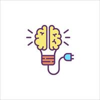 A light bulb with a brain inside it vector