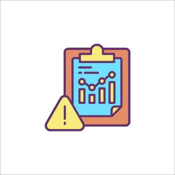un portapapeles con un grafico y un precaución firmar vector