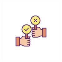 Two hands holding up a check mark icon vector