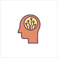 A brain icon with a circuit board inside vector