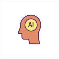 Ai icon in the head of a person vector