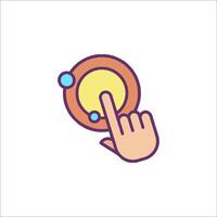 A hand pressing a button on a screen vector