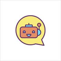 A robot in a speech bubble with a smile vector