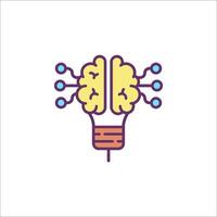 A light bulb with a brain inside it vector