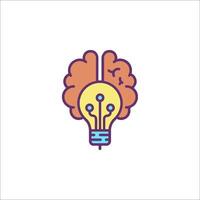 A light bulb with a brain inside it vector