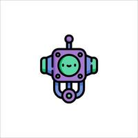 A robot icon with a green face and purple eyes vector