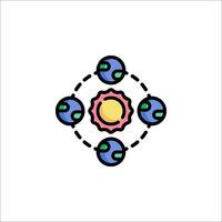 A flat icon of a circle with four spheres vector