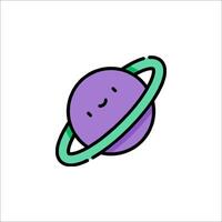 A cartoon planet with a smiley face on it vector