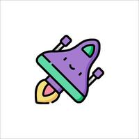 A cartoon purple spaceship with a smiley face vector