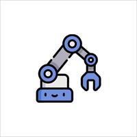 A robot holding a wrench icon on a white background vector
