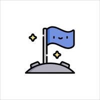 A cartoon character waving a flag on top of a rocket vector