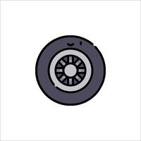 A black and white illustration of a tire vector