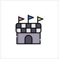 A castle with flags on top of it vector