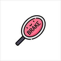 Brake icon with a magnifying glass vector