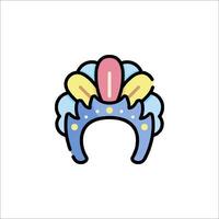 A cartoon headdress with colorful feathers on it vector