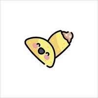 A cartoon taco with a face on it vector