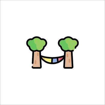 A cartoon tree with a hammock hanging from it vector