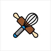A rolling pin and whisk icon on a white background vector