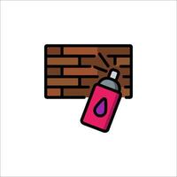 A spray can and brick wall icon vector