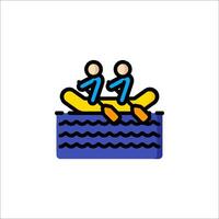 Two people in a raft on the water vector