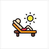 A man is relaxing on a chaise lounge in the sun vector