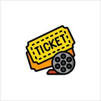 Ticket icon with a movie reel and ticket vector