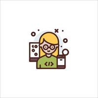 A woman with glasses and a computer icon vector
