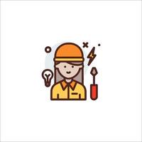 A woman in a hard hat and a tool vector