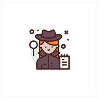 A woman in a hat and coat holding a clipboard vector
