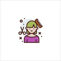 A woman with a comb and scissors icon vector