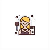 A woman with a microphone icon vector