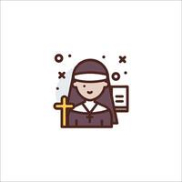 A nun icon with a cross and a book vector