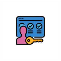 A person with a key and a computer icon vector