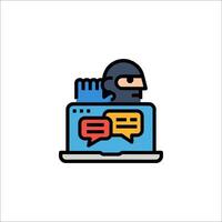 A cartoon character sitting on a laptop with speech bubbles vector
