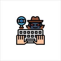 A cartoon character with a hat and glasses on a keyboard vector