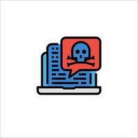 A skull and crossbones icon on a computer screen vector