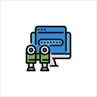 A computer monitor with binoculars on it vector