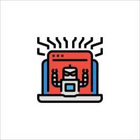 A robot is sitting on a computer screen vector