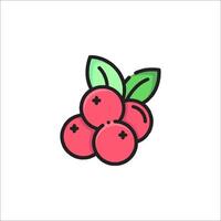 A red fruit with leaves on it vector