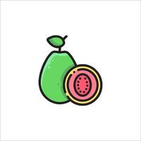 A green and red fruit with a slice cut out of it vector