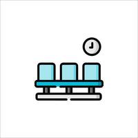 A line icon of a bench with a clock vector